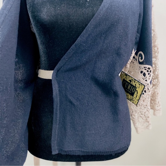 Anthro Style CURIO at Faena Bazaar Women's Lace Flared Boho Sleeve Wrap Sweater - Picture 10 of 14